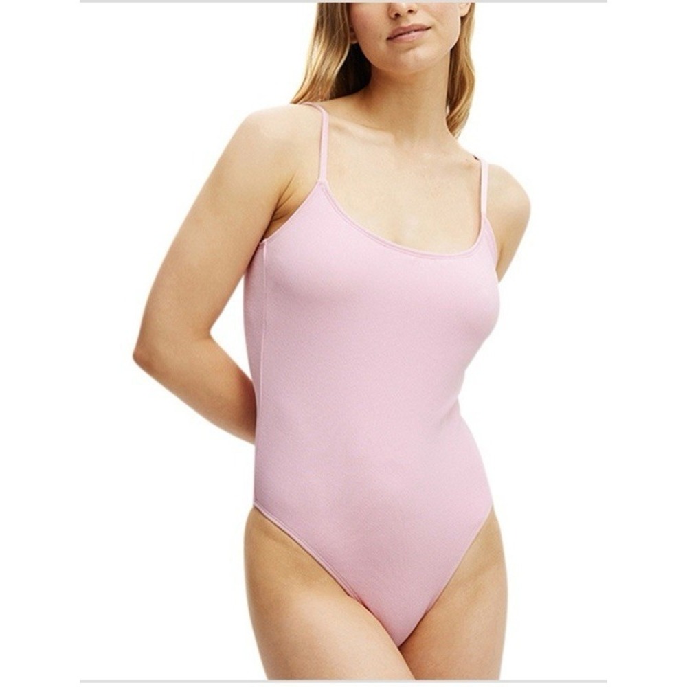 COTTON ON Women's Pink Thin-Strap Cheeky One-Piece Swimsuit XS